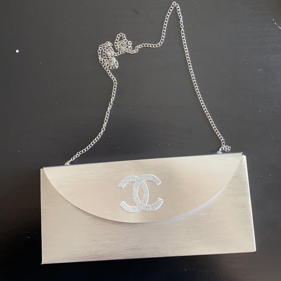 Brushed Silver Glitter Logo Paper Handmade Bag - Picture 1 of 5